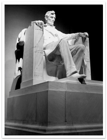 Inside view of the Lincoln monument with Abraham Lincoln sitting