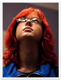 A woman looking above