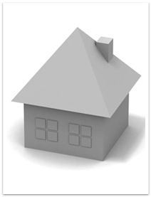 Aerial view of a figure of a house