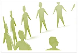 Cut out figures standing in a circle