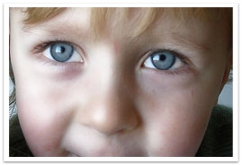 Closeup of a young boy's eyes