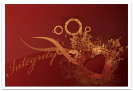 Stylized image with the word integrity written in script