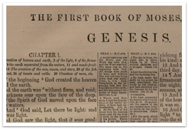 Closeup of the book of Genesis in a Bible