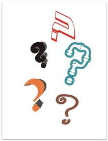 Five question marks in different styles